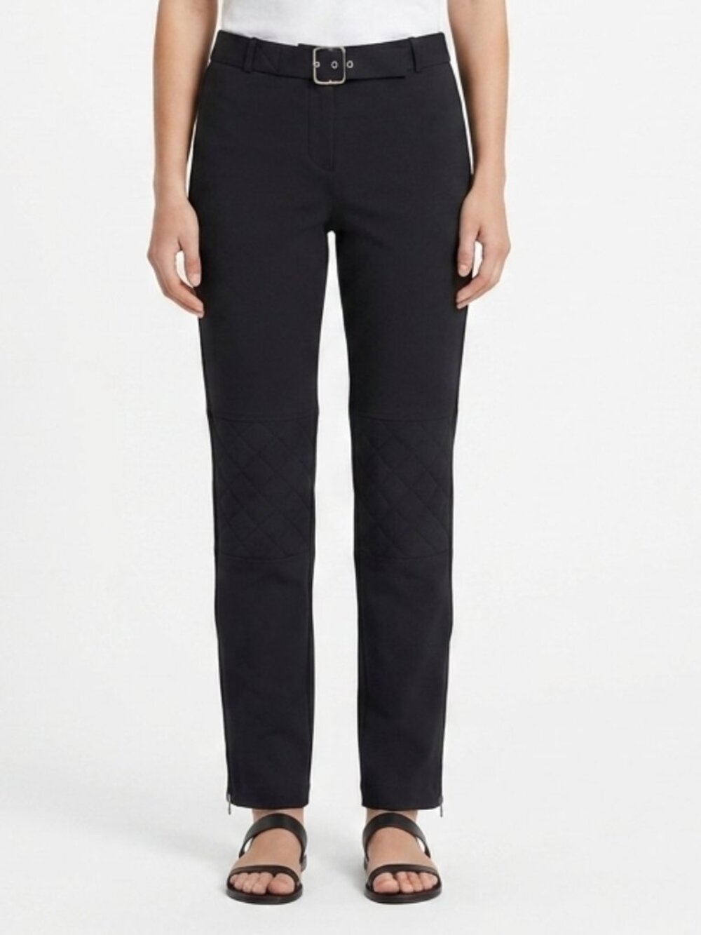 Theory Quilted/Zipper Embellished Cropped Stretch Pant- Sz. 6